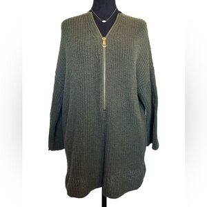 ABS Allen Schwartz Woman’s Large Long-Sleeve Zip-Up Green Knit Pull-Over Sweater